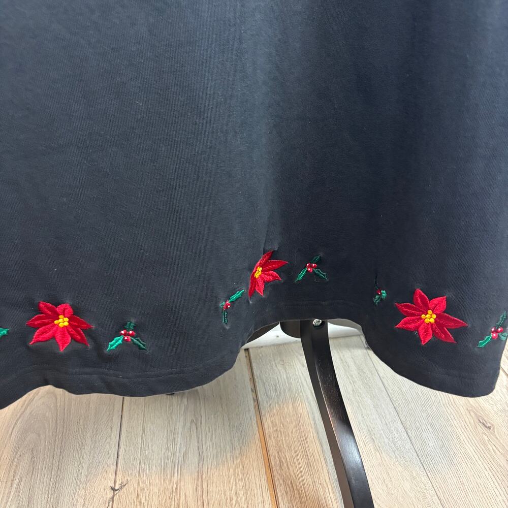 Vintage Bechamel Poinsettia Christmas Thick Jersey Knit Maxi Dress 100 Cotton LG - Picture 8 of 9